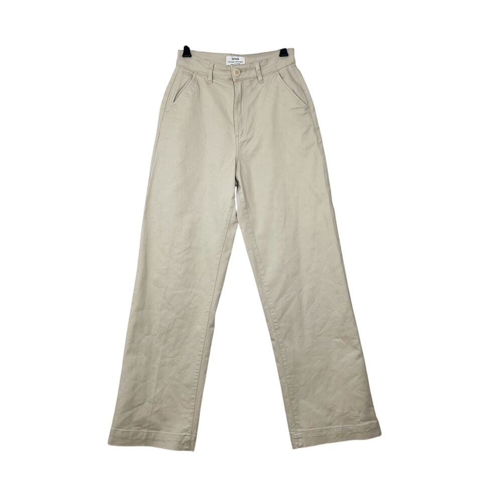 Cotton-On Straight Leg High Rise Chino Pants Sz 4 Tan 4 Pockets‎ Preppy School